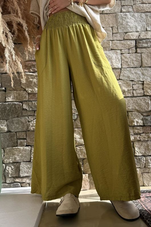 Basso Shirring Wide Leg Pant Rustic Olive